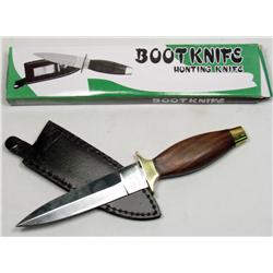 CUSTOM DOUBLE EDGED BOOT KNIFE W/ LEATHER SHEATH I