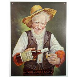PAUL JONES RYE WHISKEY METAL ADVERTISING SIGN - Ap