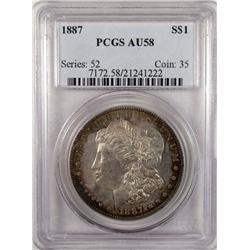 1887-P MORGAN SILVER DOLLAR - PCGS AU58