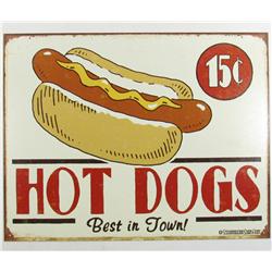 HOTDOGS 15 CENTS METAL SIGN - Approx. 16" by 12.5"