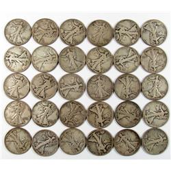 LOT OF 30 WALKING LIBERTY HALF DOLLARS - VARIOUS D
