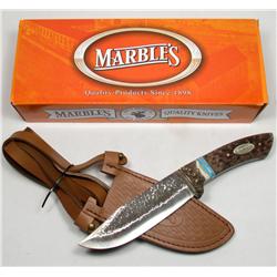 MARBLES BOWIE KNIFE W/ STAG HANDLE AND SHOULDER HO