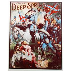 DEEP SPRING WHISKEY CIVIL WAR CONFEDERATE METAL AD