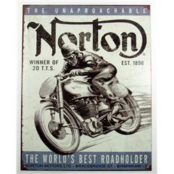 NORTON BRITISH MOTORCYCLE METAL SIGN - Approx. 12.