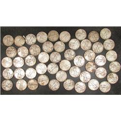 LOT OF APPROX. 50 WALKING LIBERTY HALF DOLLARS - V