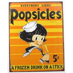 POPSICLES 5 CENTS METAL SIGN - Approx. 12.5" by 16