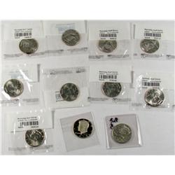 LOT OF 12 KENNEDY HALF DOLLARS - 11 ARE UNC. - 197