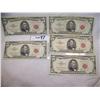Image 1 : (5X The Money) $5 US Notes XF-AU Cond. Series 1963 Red Seal.