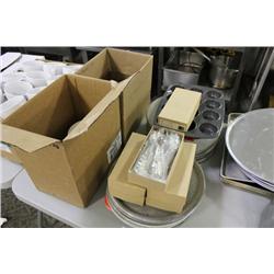 LOT OF PIZZA TRAYS & DRINK SPOONS