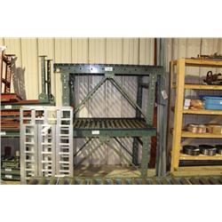 2 METAL ROLLER CASE TABLES