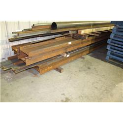 2 LARGE STEEL DOUBLE 'I'BEAMS & FLAT STOCK