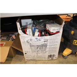 BOX OF OUTDOOR EQUIPMENT PARTS
