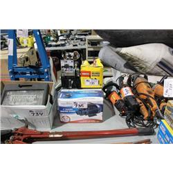 ASSORTED CAR WINCHES & WATER PUMP