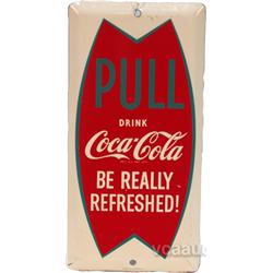 Vintage Coca Cola Porcelain Door Pull Plate 1960's