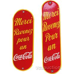 Lot Of 2 Coca Cola Porcelain Door French Push Plates