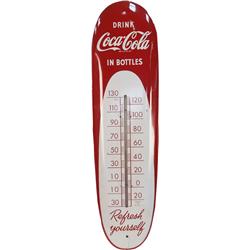 Vintage Drink Coca Cola In Bottles Tin Thermometer Sign
