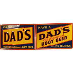 Lot Of 2 Dad's Root Beer Self-Framed Embossed Tin Signs