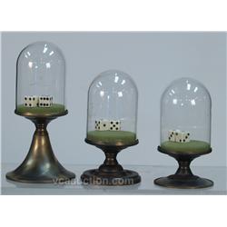 Lot Of 3 Glass Dome Dice Shakers