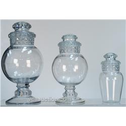 Lot Of 3 Early Country Store Countertop Glass Jars w/ L