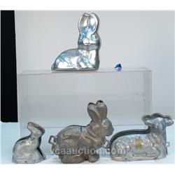 Lot Of 4 Aluminum Figural Cake Molds: