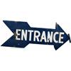 Image 1 : Large "ENTRANCE" Die-Cut Porcelain Arrow Pointing Sign