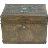 Image 1 : Early Wooden Embossed Copper Flash w/ Jewels Card Box
