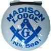 "Madison Lodge No. 568" Milk Glass Globe c1920's