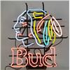 Image 1 : "BUD" Black Hawk Indian Head Neon Sign