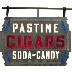 Early Large Metal Outdoor "Pastime Cigars, Soda - Candy