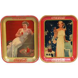 Lot Of 2 Vintage Coca Cola Tin Serving Trays:
