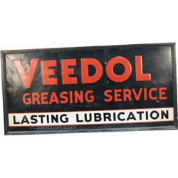 "Veedol Greasing Service" Garage Embossed Tin Sign