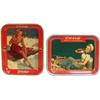 Image 1 : Lot Of 2 Vintage Coca Cola Tin Serving Trays: