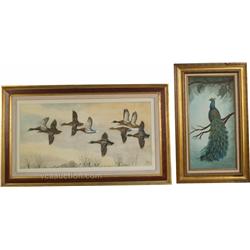 Lot Of 2 Bird Prints In Frames: