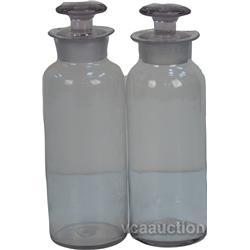 Lot Of 2 Purple Tint Apothecary Glass Jars w/ Stoppers
