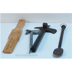 Lot Of 4 Wood & Iron Wood Gum Box Crate Openers