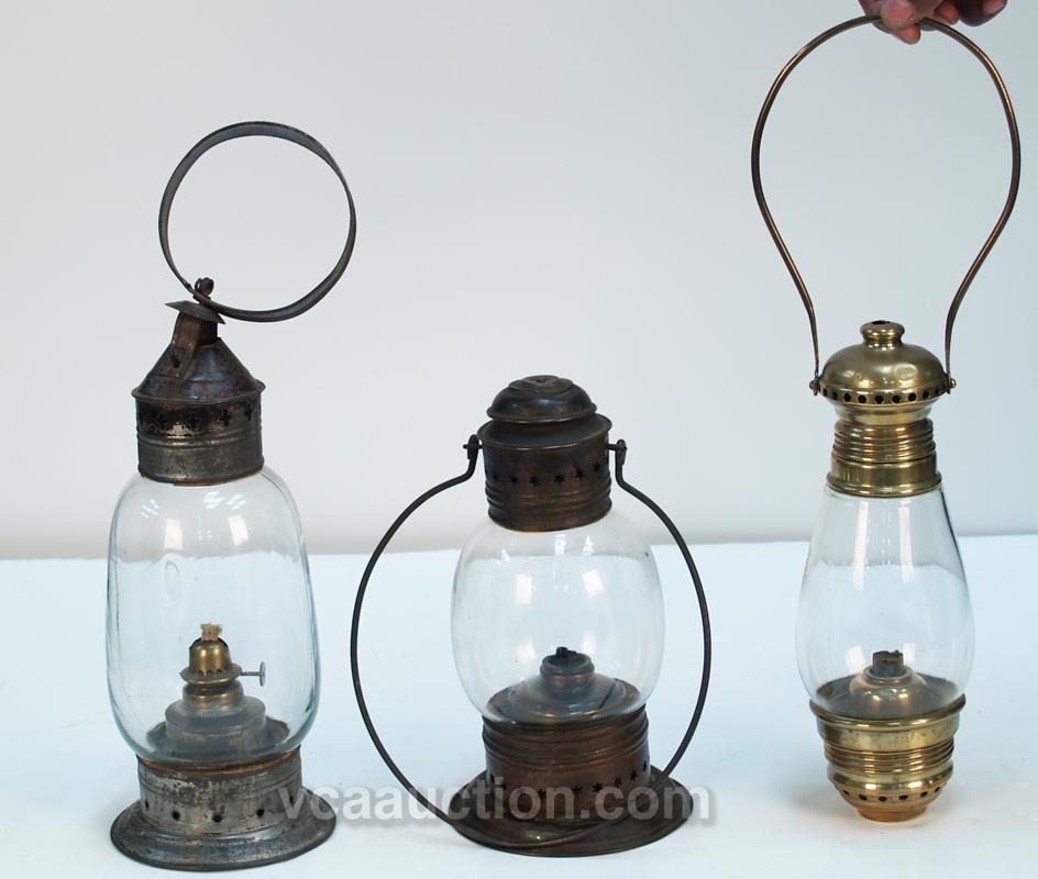 Lot Of 3 Antique Fixed Globe Railroad Lanterns c1862