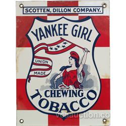 Yankee Girl Chewing Tobacco Porcelain Sign
