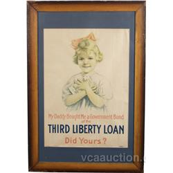 Large Third Liberty Loan Paper Lithograph Poster Advert