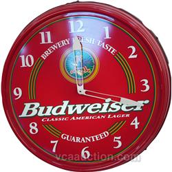 Plastic Wall Mount Budweiser Beer Light-Up Clock