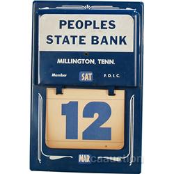 "Peoples State Bank" Tin Flip Days Calendar Sign