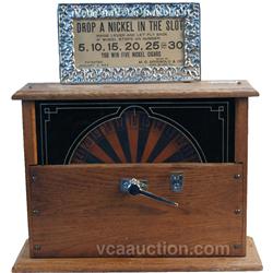 Antique 5 Cent Countertop Wooden Single Wheel "Wheel Of