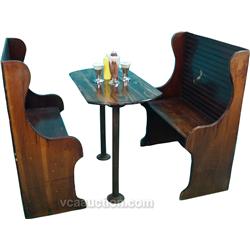 3-Piece Antique Wooden Ice Cream Parlor Table & 2 w