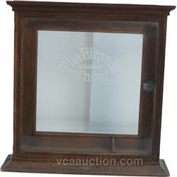 Early Countertop Oak & Etched Glass Waddell "The Bicycl