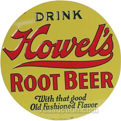 Drink Howel's Root Beer Embossed Tin Sign