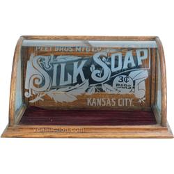 "SILK SOAP" Store Countertop Oak & Curved Etched Glass