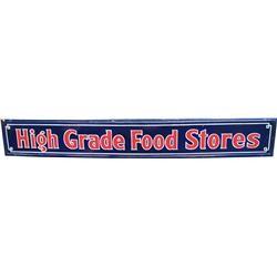 "High Grade Food Stores" Self-Framed Porcelain Sign