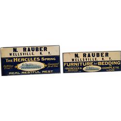 Lot Of 2 Embossed Tin N. Rauber Wellsville, NY. Furnitu