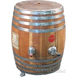 Early Large Wooden Barrel Coca Cola Liquid Dispenser