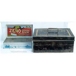 Lot Of 2 Early Country Store Countertop Tin Boxes