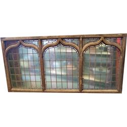 Very Large Thick Wood Framed Stained Glass Window